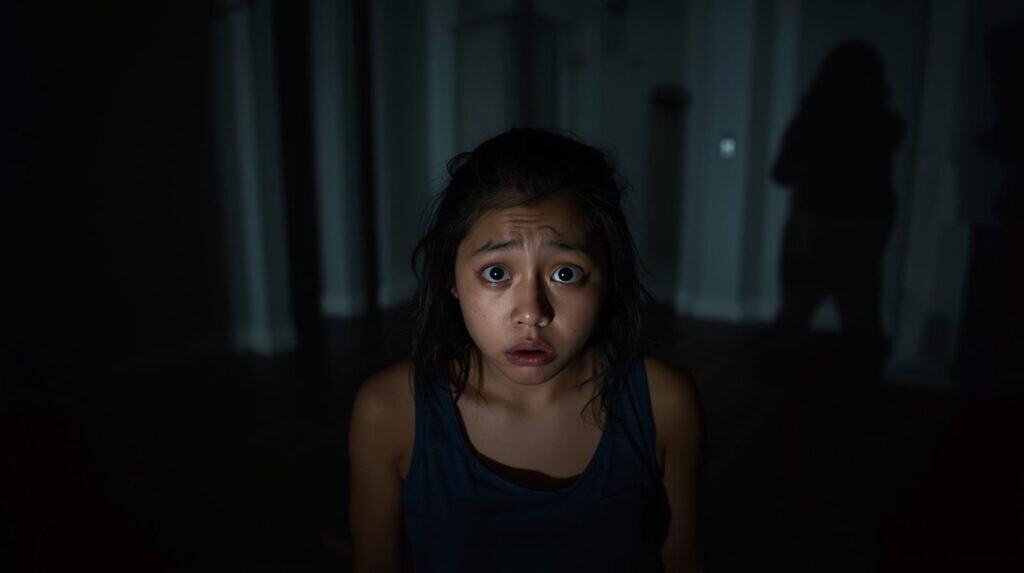 Sexual Abuse ACC claim A timid, scared woman in a dark room